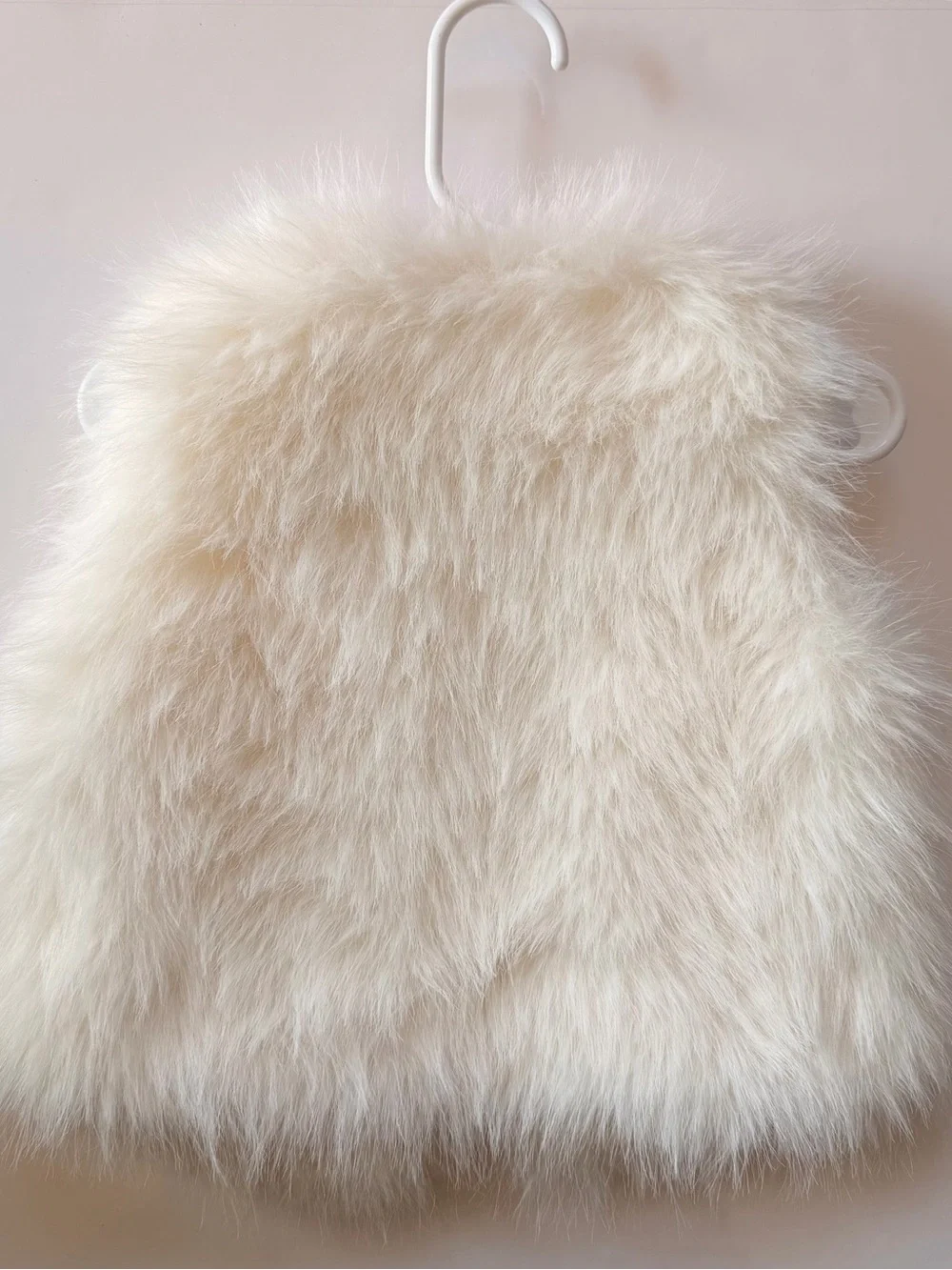 SHEIN Girls Cream Faux Fur Vest